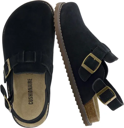 Vista 11 de CUSHIONAIRE Brooklyn - Zuecos de gamuza auténtica con hebilla para mujer Gamuza auténtica de chocolate