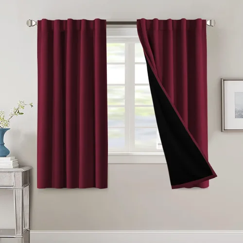 Vista 87 de H.VERSAILTEX Cortinas 100% opacas para dormitorio con forro negro, cortinas de oscurecimiento de habitación completa, con aislamiento térmico