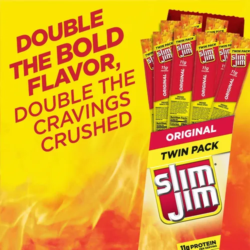 Vista 4 de Slim Jim Palitos de cecina ahumada gigante, sabor original, 1.94 onzas, 24