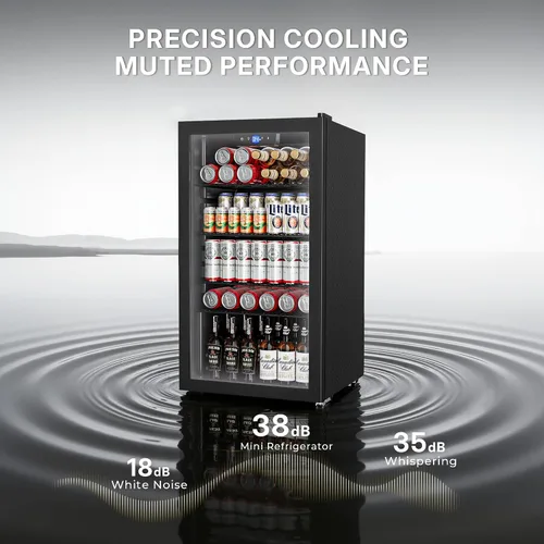 Vista 6 de Manastin Refrigerador de bebidas para 130 latas, mini refrigerador de 3.2 pies cúbicos con puerta de vidrio para bebidas, cerveza, vino, luz LED