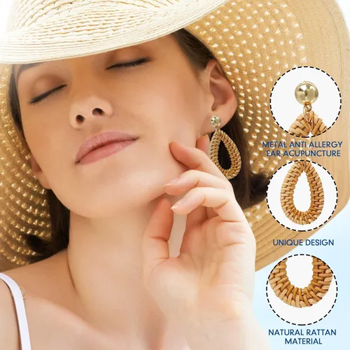 Vista 6 de 556072 Pairs Fashion Earrings Set with Leopard Hoop Stud Jacket Earrings,Bohemian Tassel Dangling Earrings for Women Girls Jewelry Valentine