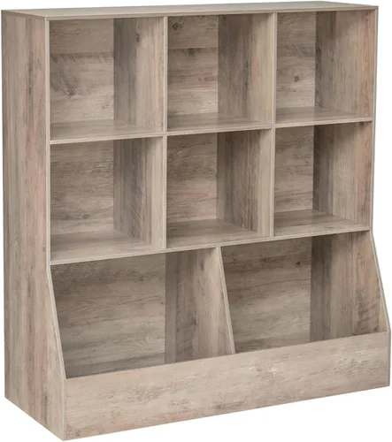 Vista 21 de DINZI LVJ Organizador de almacenamiento para juguetes, estantería para niños, gabinete de almacenamiento de juguetes de madera, estantería