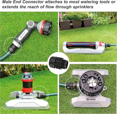 Vista 4 de Eden 94050 - Paquete de manguera y boquilla de ducha de metal de 50 pies con juego de inicio de conexión rápida, herramientas de jardinería