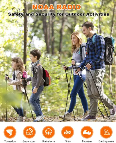 Vista 6 de Walkie Talkies de largo alcance para adultos de larga distancia, recargables, paquete de 4 con radios FRS de 2 vías, Waki Taki NOAA, VOX, batería