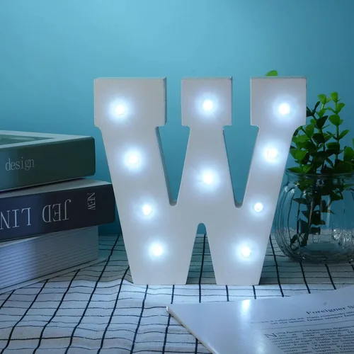 Vista 101 de Ulalaza Letrero de luz LED en blanco y negro, 2 letras AA alimentadas por batería para boda, fiesta de cumpleaños, lámpara de Navidad, luz nocturna