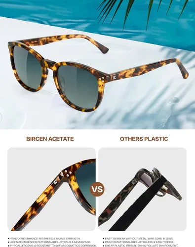 Vista 44 de Gafas de sol polarizadas para mujer con protección UV para mujer, a la moda, grandes sombras con marco de acetato BC2110