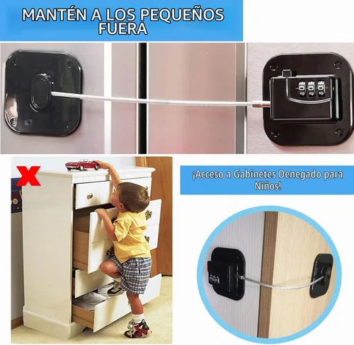 Vista 3 de YEYA Cerradura de puerta de refrigerador mejorada con combinación para Negro 1 paquete