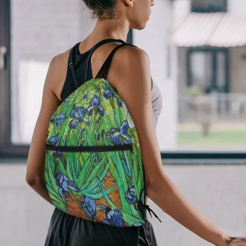 Vista 6 de JooMeryer - Mochila de hombro con cremallera y cordón para adultos, para hombre, para hombre, para gimnasio, yoga, deporte, Iris