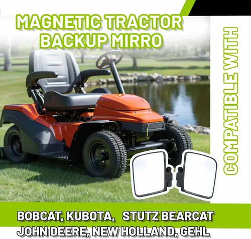 Vista 2 de KUAFU Espejos magnéticos universales para tractor, compatibles con Kubota John Deere, cortacésped de giro cero, espejos laterales traseros negros, 2