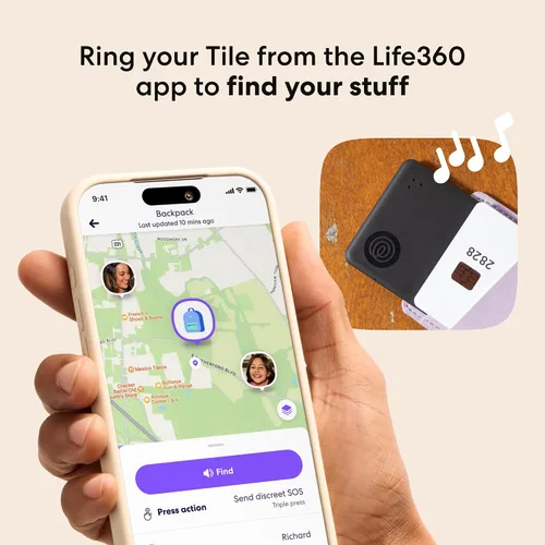 Vista 3 de Life360 Tile Starter Pack - Rastreadores Bluetooth y buscadores de artículos para llaves, carteras y más. Compatible con iOS y Android. Buscador