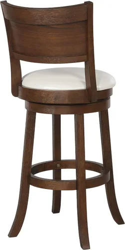 Vista 7 de OSP Home Furnishings Metro - Taburete giratorio de 30 pulgadas con asiento acolchado y reposapiés adjunto, piel sintética color crema con marco