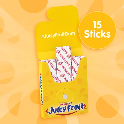 Vista 3 de Juicy Fruit Gum Goma de mascar original de burbujas, 15 piezas (paquete de 10)