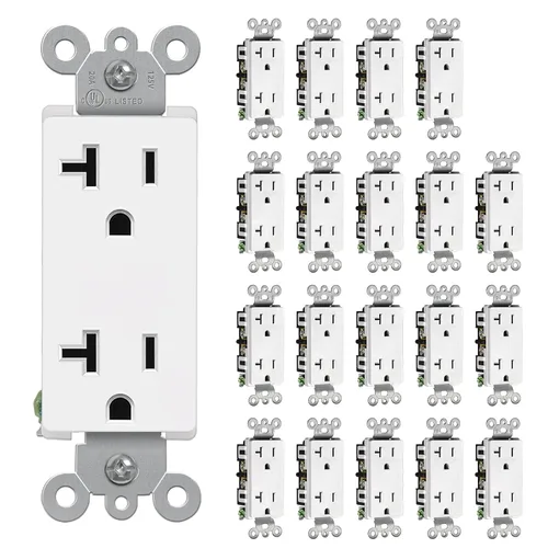Vista 10 de CML - Toma de corriente decorativa de 15 amperios, paquete de 20 tomas de corriente estándar con placa de pared sin tornillos, resistente a