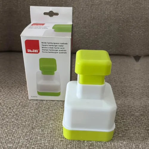 Vista 3 de IBILI Clasica Hamburguesera Set Cuadrado, Blanco/Verde, 3.3 x 3.3 x 5.5 in