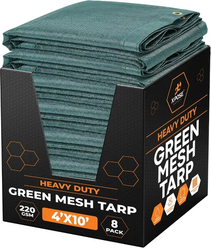 Vista 10 de Xpose Safety Lona de malla resistente, 4 x 10 pies, cubierta protectora negra multiusos con flujo de aire, uso para amarres, sombra, vallas, toldos