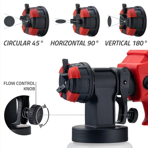 Vista 6 de NoCry HVLP Pistola pulverizadora de pintura eléctrica – Pistola de pintura de 40.6 fl oz/min o rociador de manchas con flujo de aire ajustable