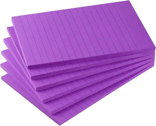 Vista 11 de Early Buy - Blocs de notas adhesivas con líneas 4x6, notas autoadhesivas de 6 colores brillantes, 6 blocs, 45 hojas/bloc