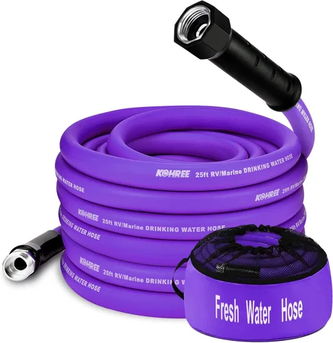 Vista 9 de Kohree Manguera de agua para autocaravana de 5/8 pulgadas x 15 pies, manguera de agua potable prémium con diseño sin torceduras, sin fugas, ligera