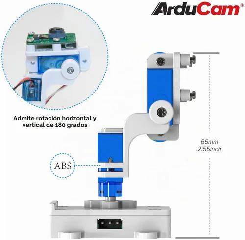 Vista 5 de Arducam Plataforma de inclinación panorámica de cámara mejorada compatible con módulo de cámara Raspberry Pi 3/V1/V2, tablero Nvidia Jetson