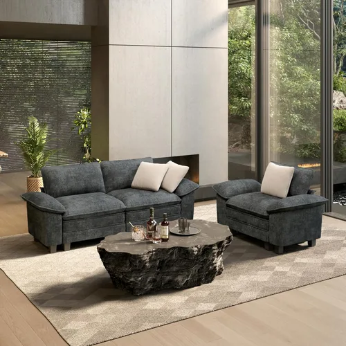 Vista 29 de HERA'S HOUSE Juego de sofás seccionales modulares de 2 piezas, juego de sofá de gran tamaño con loveseat y sillón, cómodos sofás nube con cojines