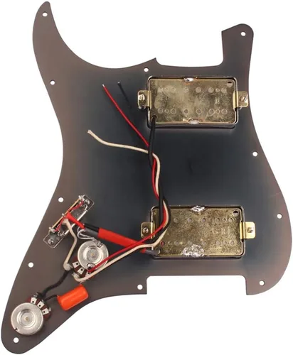 Vista 5 de Exceart Loaded - Juego de pastillas humbucker precableadas con cubierta de pastillas para guitarra eléctrica de 3 capas, accesorios bronce
