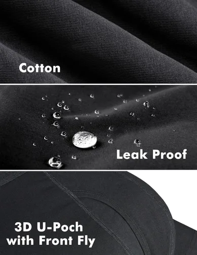 Vista 8 de AIRCUTE Calzoncillos tipo bóxer absorbentes para hombre, para incontinencia de orina, con apertura frontal a prueba de fugas, paquete de 3