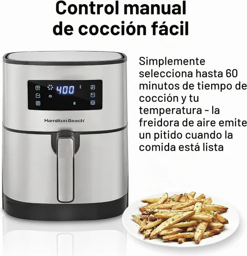 Vista 6 de Hamilton Beach Horno freidora de aire digital de 5.8 cuartos con 8