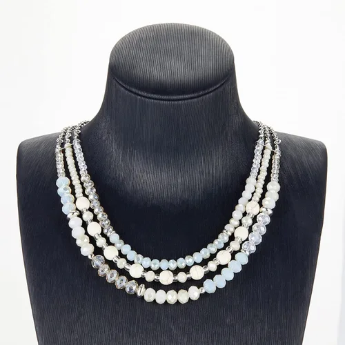 Vista 3 de Collar a capas con cristal para mujer, gargantilla con cadena de plata gruesa, regalo de cumpleaños para mujer