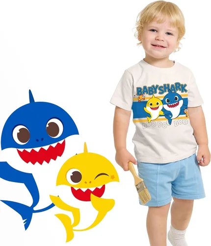 Vista 2 de Nickelodeon Baby Shark - Camiseta gráfica para niños pequeños (paquete de 3) con camiseta de personaje familiar de mamá y papá, trajes para niños