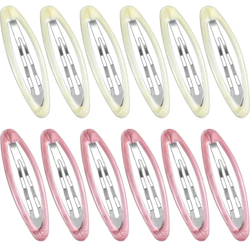 Vista 8 de Waydress 12 piezas de pinzas para el cabello con cierre de presión ovalado para mujeres, pasadores de tortuga de metal, agarres para cabello fino