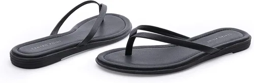 Vista 8 de CentroPoint Sandalias planas con correa en T para mujer, sandalias casuales con correa fina, de una sola capa, zapatos de cuero de primera calidad
