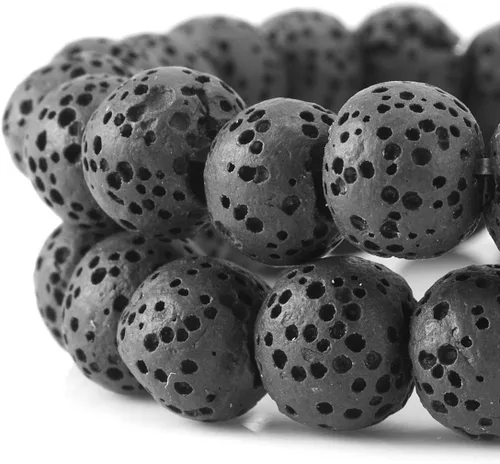 Vista 3 de Abalorios de piedra de lava de la marca Beadnova, de 0.24 a 0.48 pulgada, para hacer joyas y accesorios, Gema, Negro, 8mm