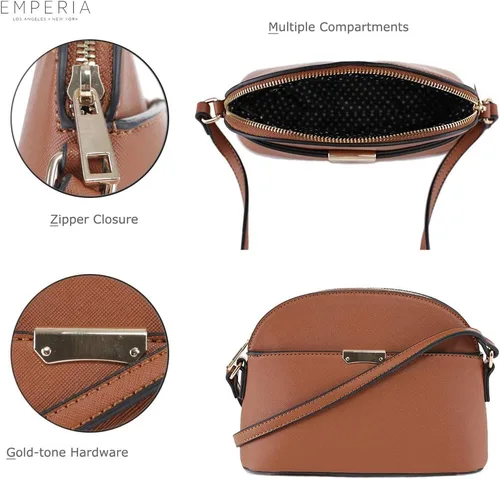 Vista 4 de Emperia AvaEva - Bolso cruzado de piel sintética para mujer, bolsas para hombros, bolso Saffiano miniatura estilo domo