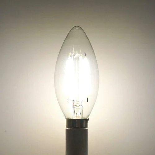 Vista 4 de Paquete de 5 bombillas LED para candelabros CC de 12 V-24 V, 2 W, 200 lm, 4000 K, blanco natural, regulables con atenuador PWM DC, punta de torpedo