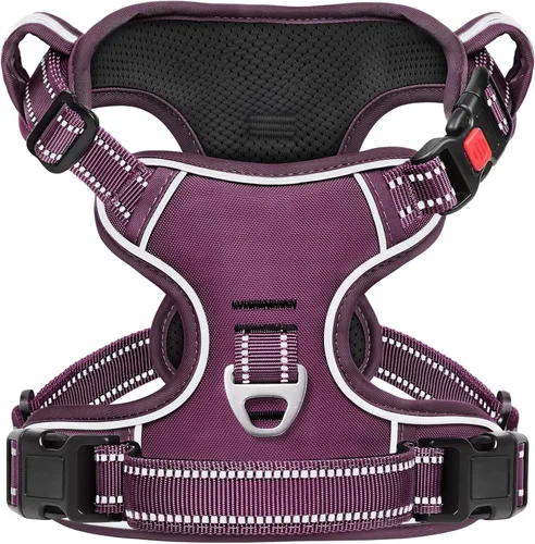 Vista 33 de Timos Arnés para perro de tamaño pequeño, arnés sin tirones para mascotas con cuello a presión bloqueable, chaleco reflectante para perro, sin