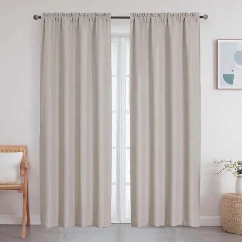 Vista 96 de Cortinas de lino para dormitorio y sala de estar de 96 pulgadas de largo, juego de 2 paneles, con bolsillo para cortinero, filtrado de luz, textura
