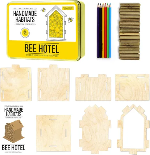 Vista 2 de Gift Republic Handmade Habitats - Kit de hotel de abeja personalizado con 6 lápices de madera para colorear
