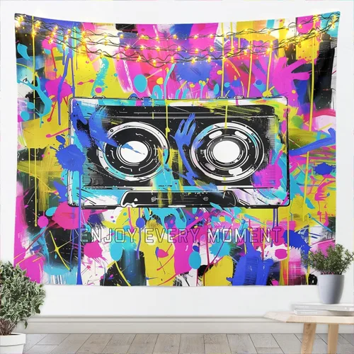 Vista 15 de Homewish Theater Cinema Poster Tapestry,Retro Movie Wall Hanging Art Popcorn Wall Blankets Movie Night Poster Tapestries for Kids Teens Girls Boys