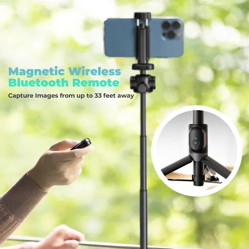 Vista 2 de KraftGeek Trípode para Vlogging para Teléfono y Cámara, Soporte de Trípode de 1.5 metros para iPhone y Android con 3 Zapatas Frías para Luz