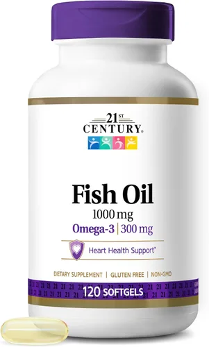 Vista 11 de 21st Century Aceite de pescado 1200 mg cápsulas blandas con revestimiento entérico, 90 unidades Omega-3 Fish Oil 1200 mg with 360 mg EPA & DHA