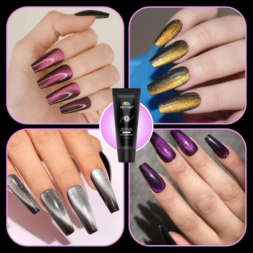 Vista 6 de Kit de uñas de gel de polietileno EBANKU ojo de gato, gel de extensión de 6 colores Kit profesional de mejora de uñas de gel magnético