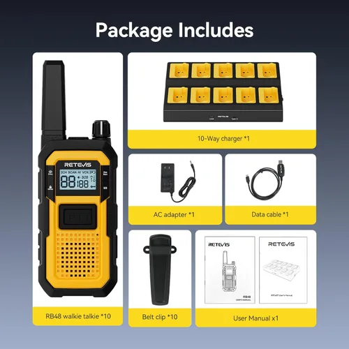 Vista 9 de Retevis Walkie Talkies de construcción RB48 largo alcance, durabilidad