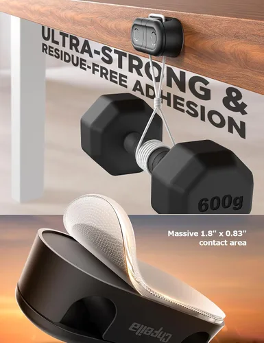 Vista 4 de Clips Magnéticos para Cables - Chfeila Paquete de 4 [Doble Ranura] [Rotación 360° y Bloqueo por Torsión] Gestión de Cables, Soporte Adhesivo