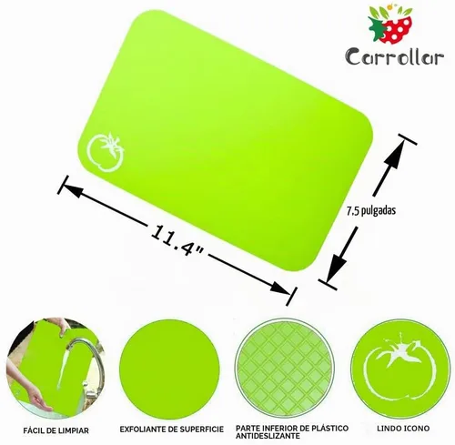 Vista 2 de Alfombrillas Pequeñas y Flexibles de Plástico para Tabla de Cortar, Alfombrillas para Tablas de Cortar con Iconos de Comida, Parte Trasera