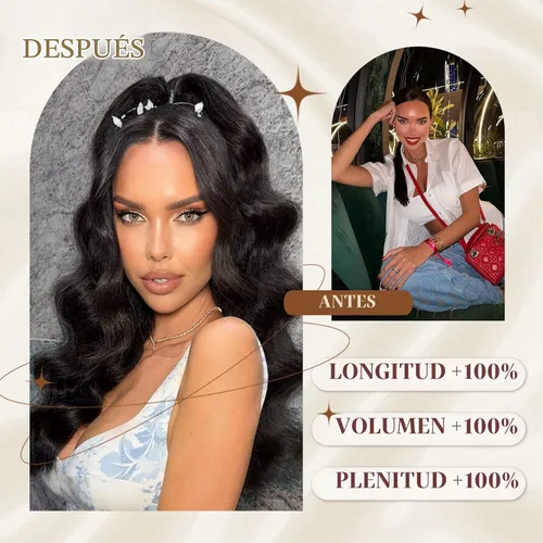 Vista 3 de FREEMEIGE Extensión de Cola de Caballo Negra con Cordón Extensión de Cola de Caballo Larga y Ondulada para Mujeres Extensión de Cabello de Cola de 1b
