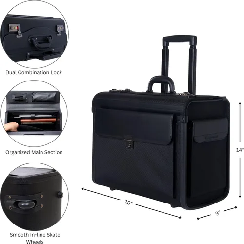 Vista 12 de Alpine Swiss Maletín para portátil con ruedas de 17" con ruedas Attache Abogados Case Legal Size Negro