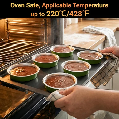 Vista 4 de Beasea Paquete de 100 moldes desechables para hornear de 4 pulgadas, 7.3 onzas, 7.3 fl oz / 215ml, papel de aluminio, mini ramequín sin tapas
