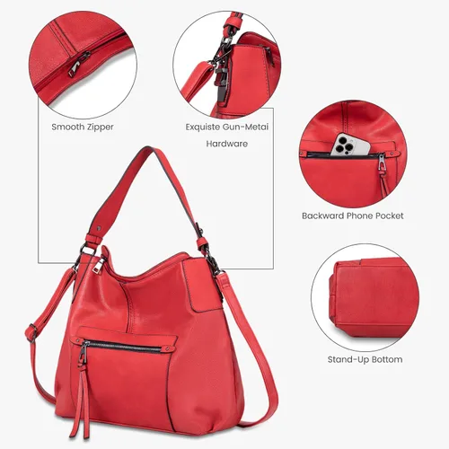 Vista 4 de Realer Hobo - Bolsos para carteras para mujer, bandolera grande con borla.