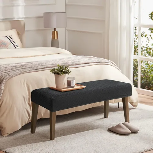 Vista 6 de YISUN Fundas de banco impermeables para comedor, funda de banco de jacquard elástica, antipolvo, extraíble, lavable, protector de asiento de silla