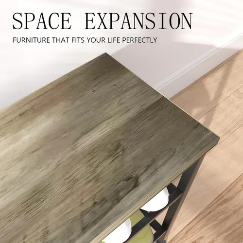 Vista 5 de Zapatero de metal de 3 niveles con parte superior de madera, organizador de zapatos duradero y que ahorra espacio, organizador de zapatos Gris +